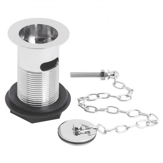 Nio Slotted Basin Waste With Brass Plug and Link Chain - Chrome