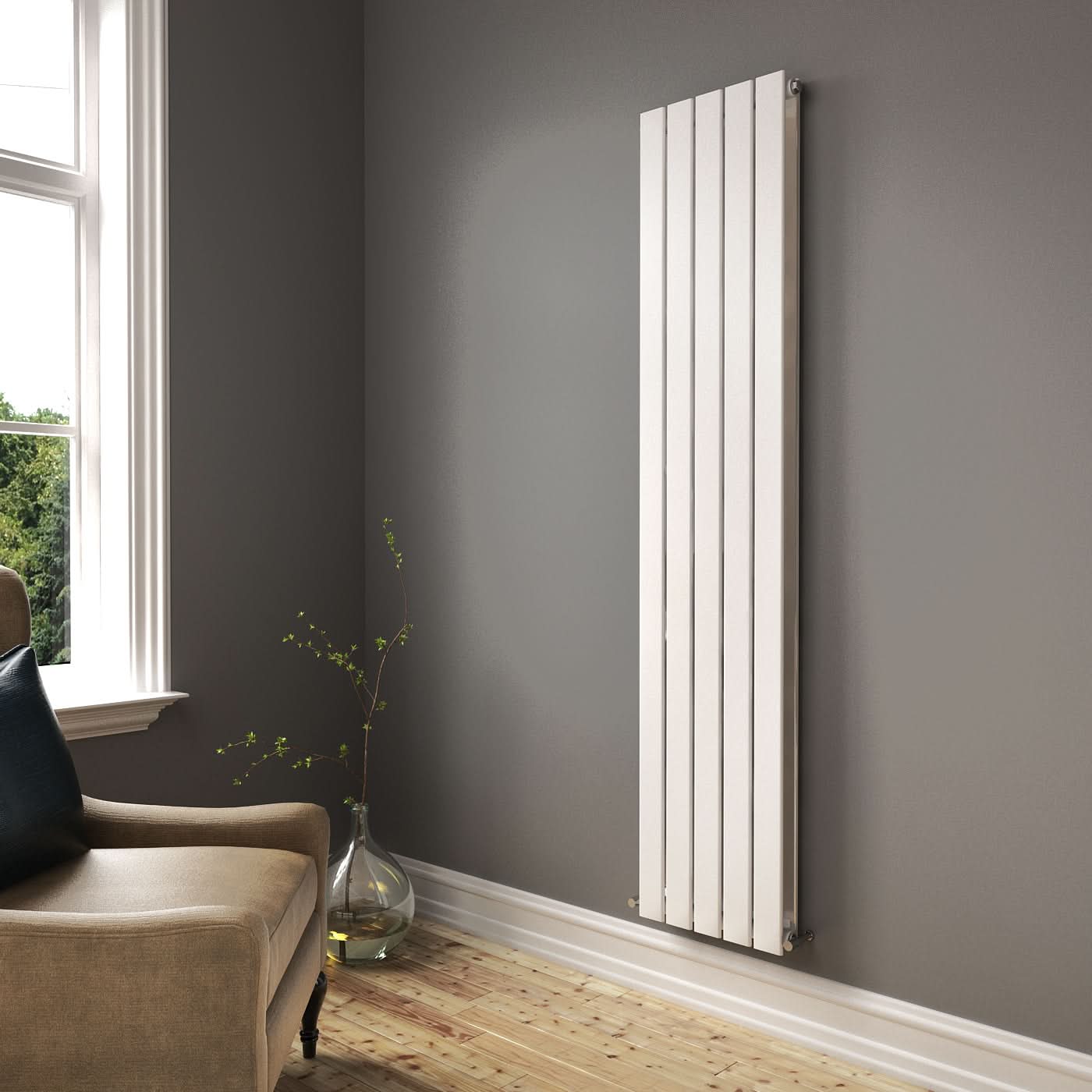 iBathUK Apex Vertical Double Slim Flat Panel Radiator, Designer Radiator, Vertical Radiators