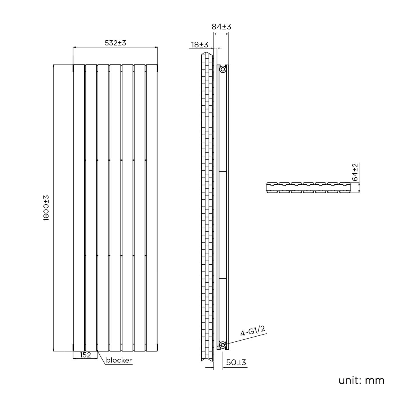 iBathUK Apex Vertical Double Slim Flat Panel Radiator, Designer Radiator, Vertical Radiators