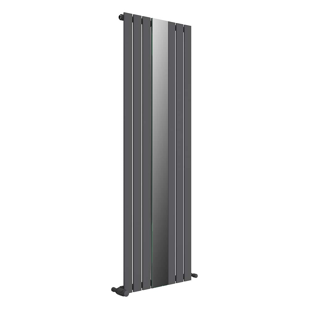 Belgravia Vertical Single Slim Flat Mirrored Panel Radiator Anthracite Grey