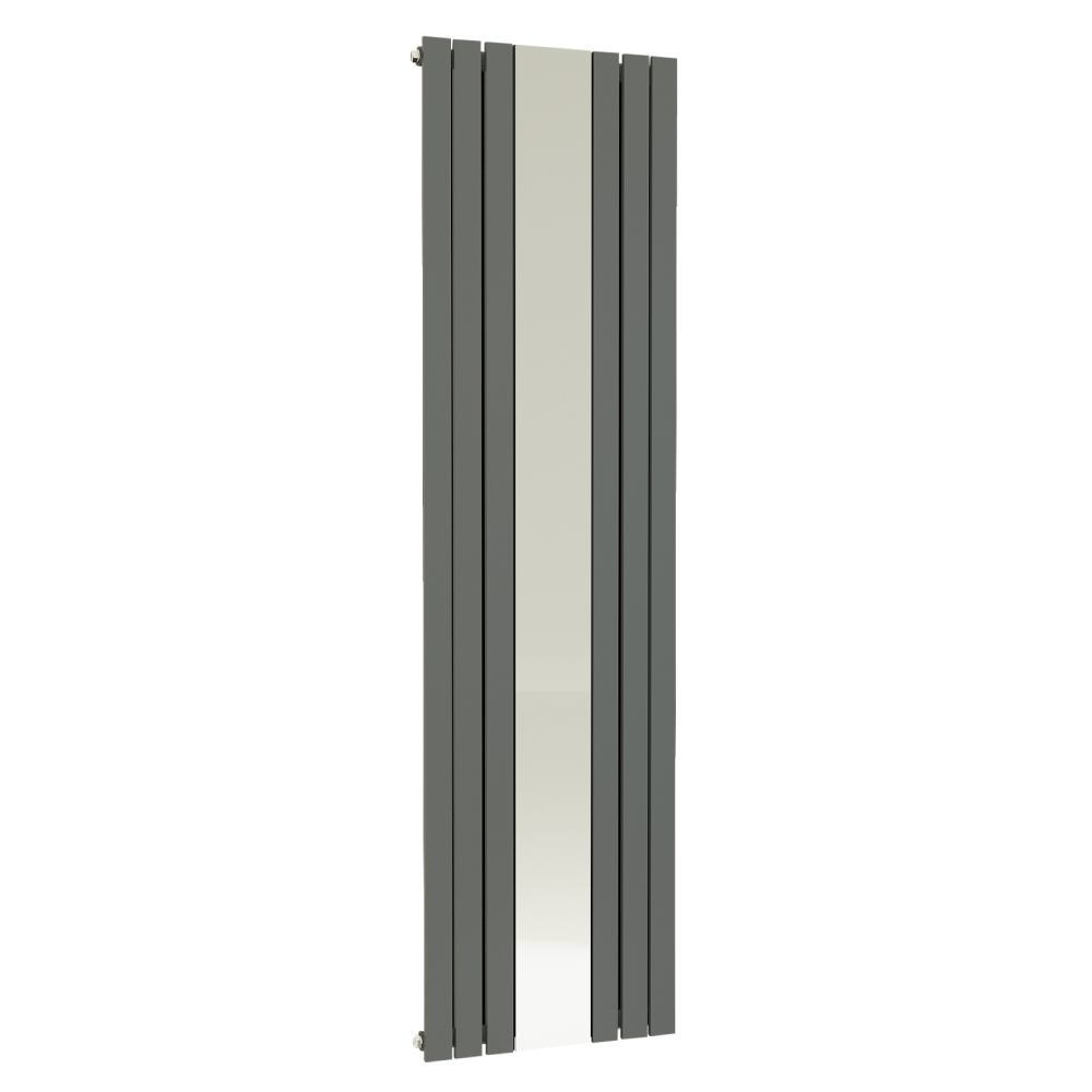 Belgravia Vertical Single Slim Flat Mirrored Panel Radiator Anthracite Grey