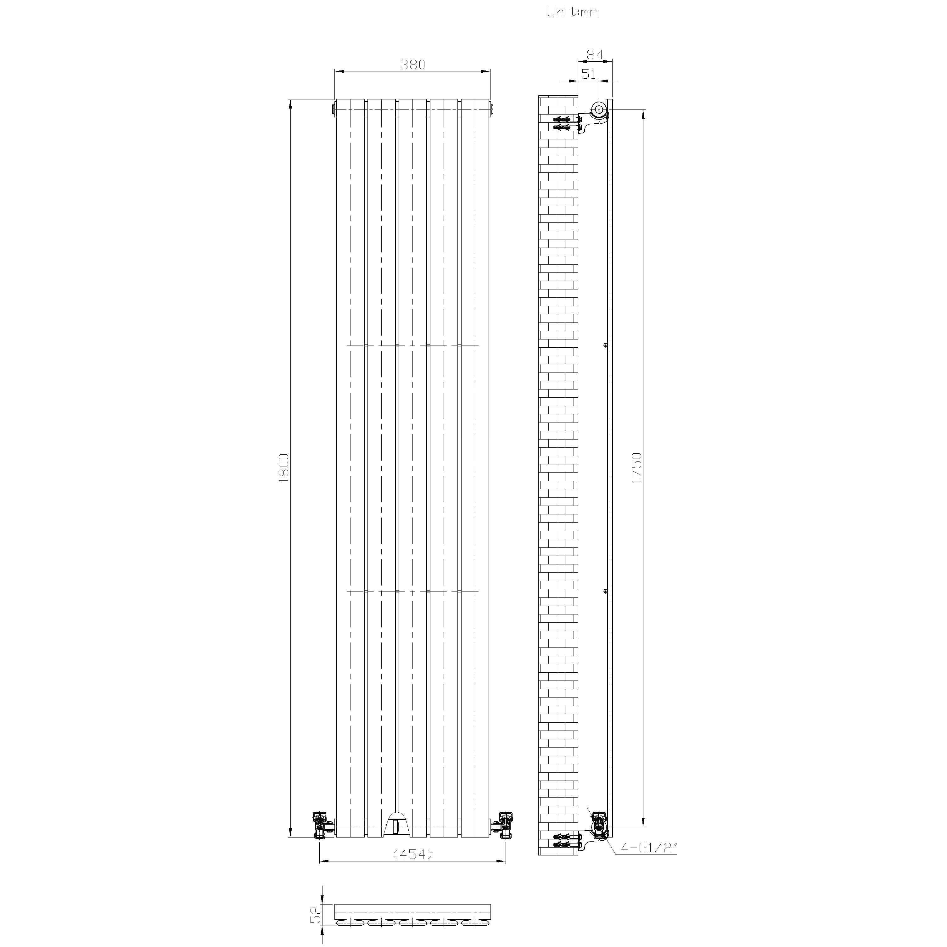 iBathUK Apex Vertical Single Slim Flat Panel Radiator, Designer Radiators, Slim Radiator