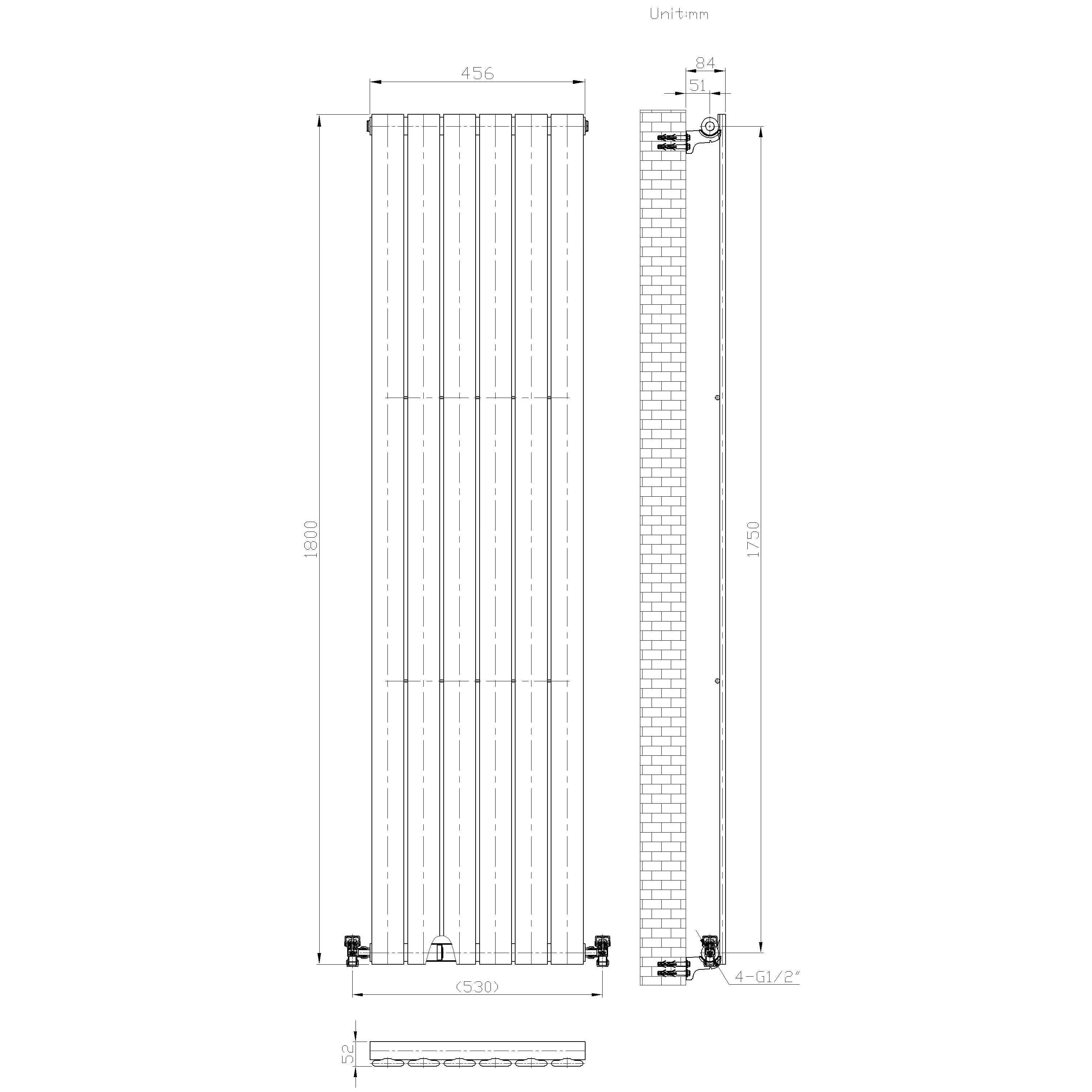 iBathUK Apex Vertical Single Slim Flat Panel Radiator, Designer Radiators, Slim Radiator