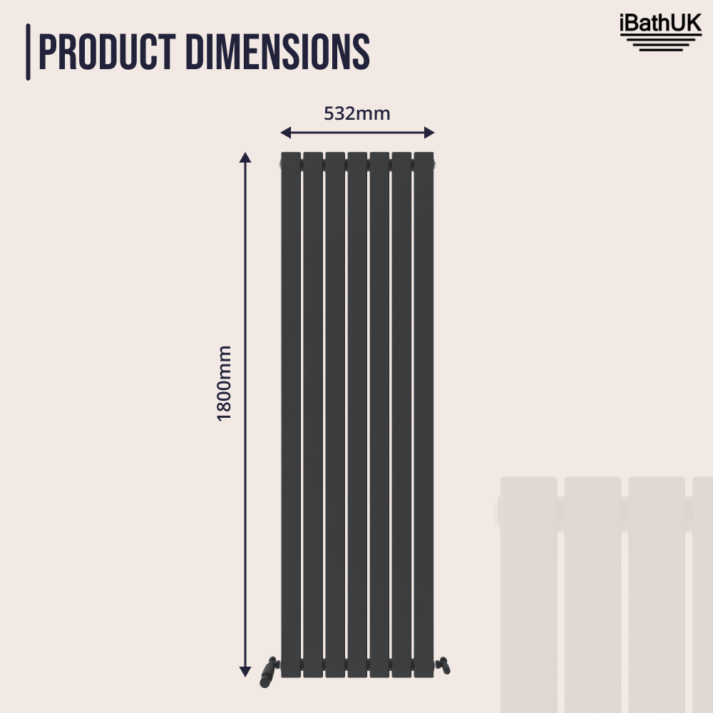 iBathUK Apex Vertical Single Slim Flat Panel Radiator, Designer Radiators, Slim Radiator