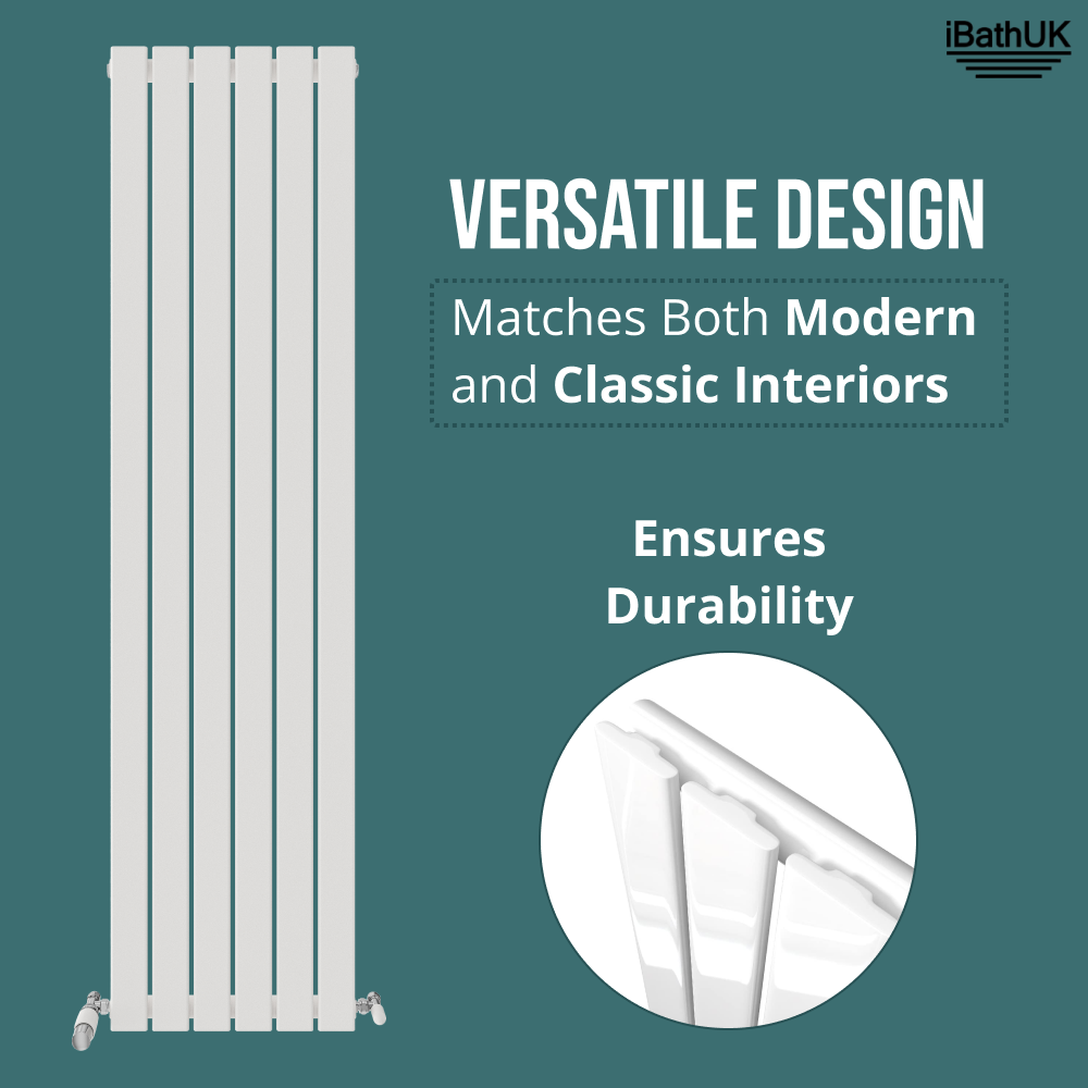 iBathUK Apex Vertical Single Slim Flat Panel Radiator, Designer Radiators, Slim Radiator