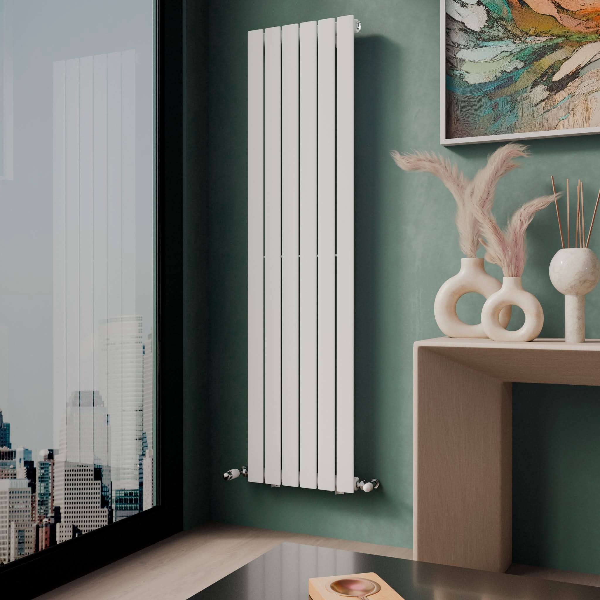 iBathUK Apex Vertical Single Slim Flat Panel Radiator, Designer Radiators, Slim Radiator