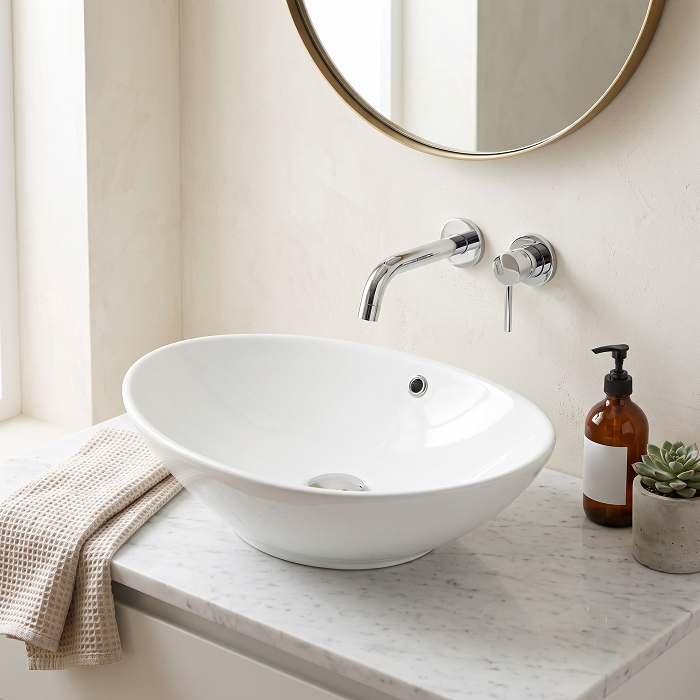 Serenity Oval Countertop Basin - 588mm Wide - White