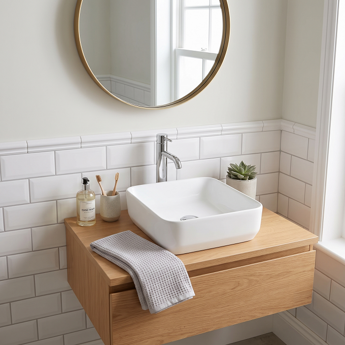 Serenity Square Countertop Basin - 365mm Wide - White