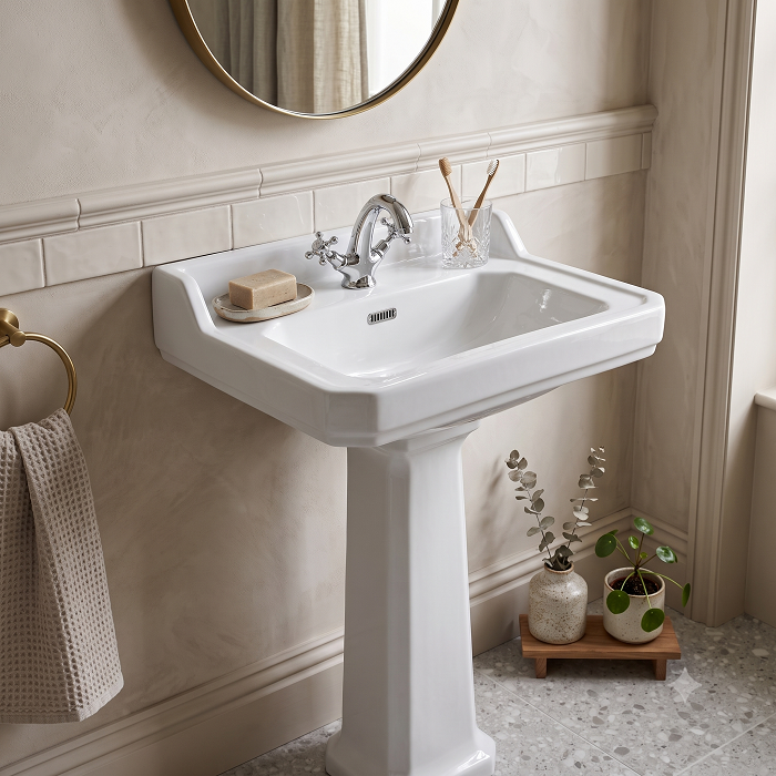Classique Comfort Height Basin with Full Pedestal - White