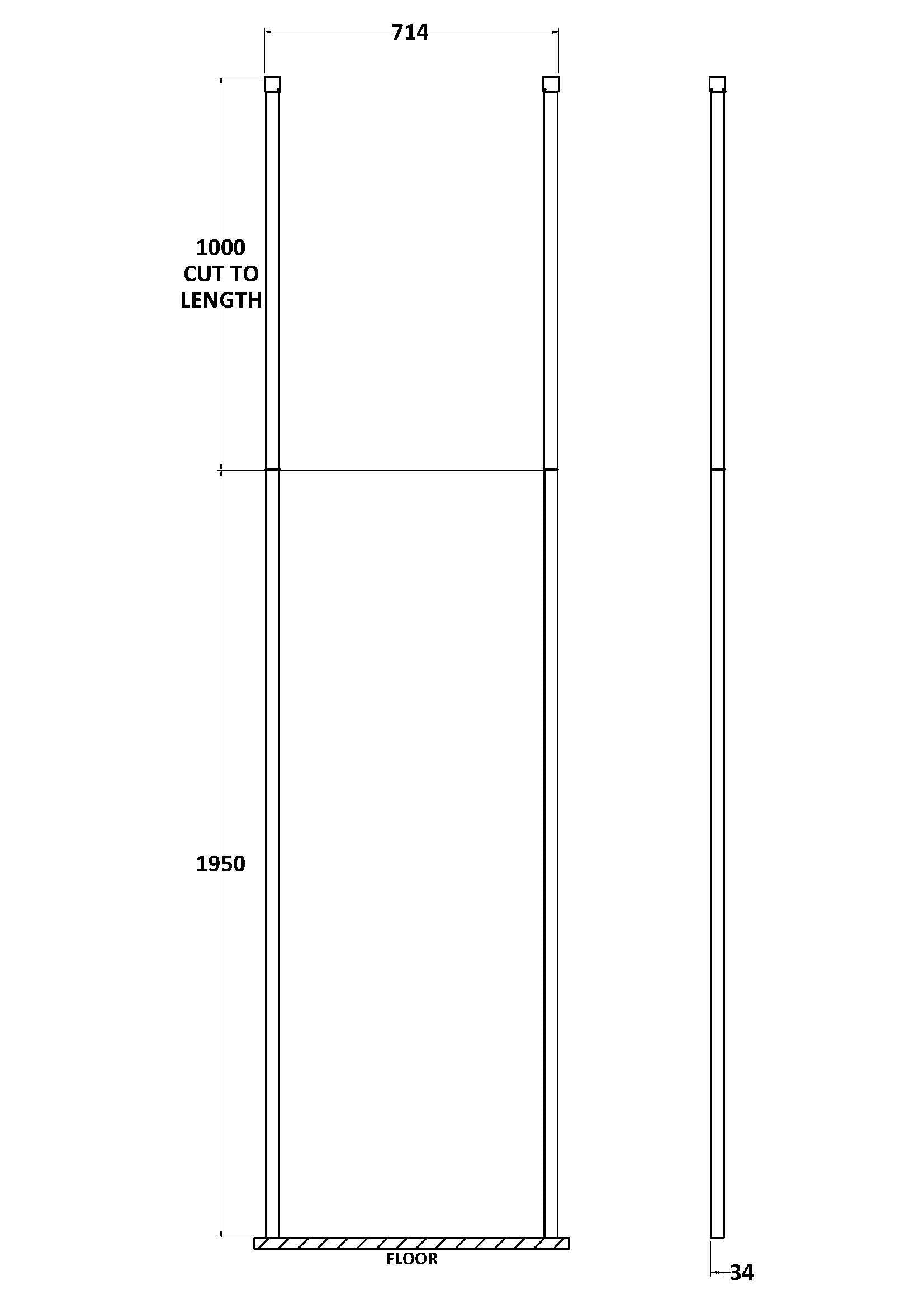 Cascade 8mm Glass Wetroom Panel With Arms And Feet