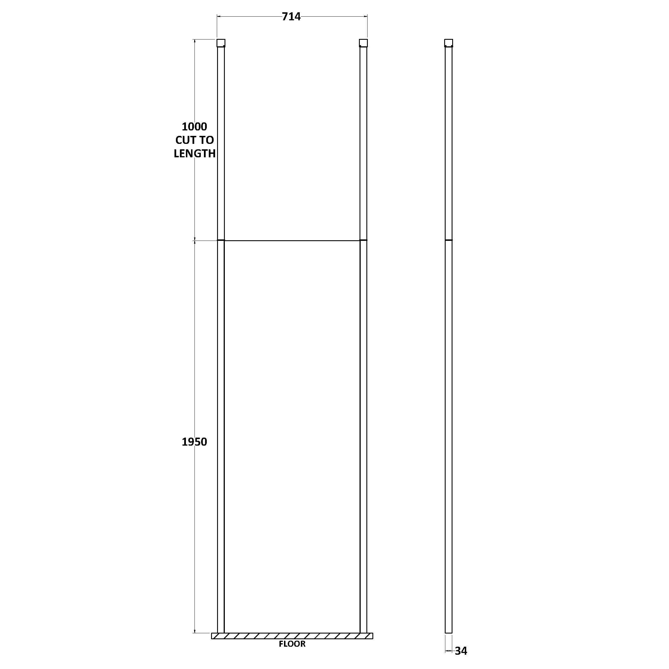 Cascade 8mm Glass Wetroom Panel With Ceiling Posts