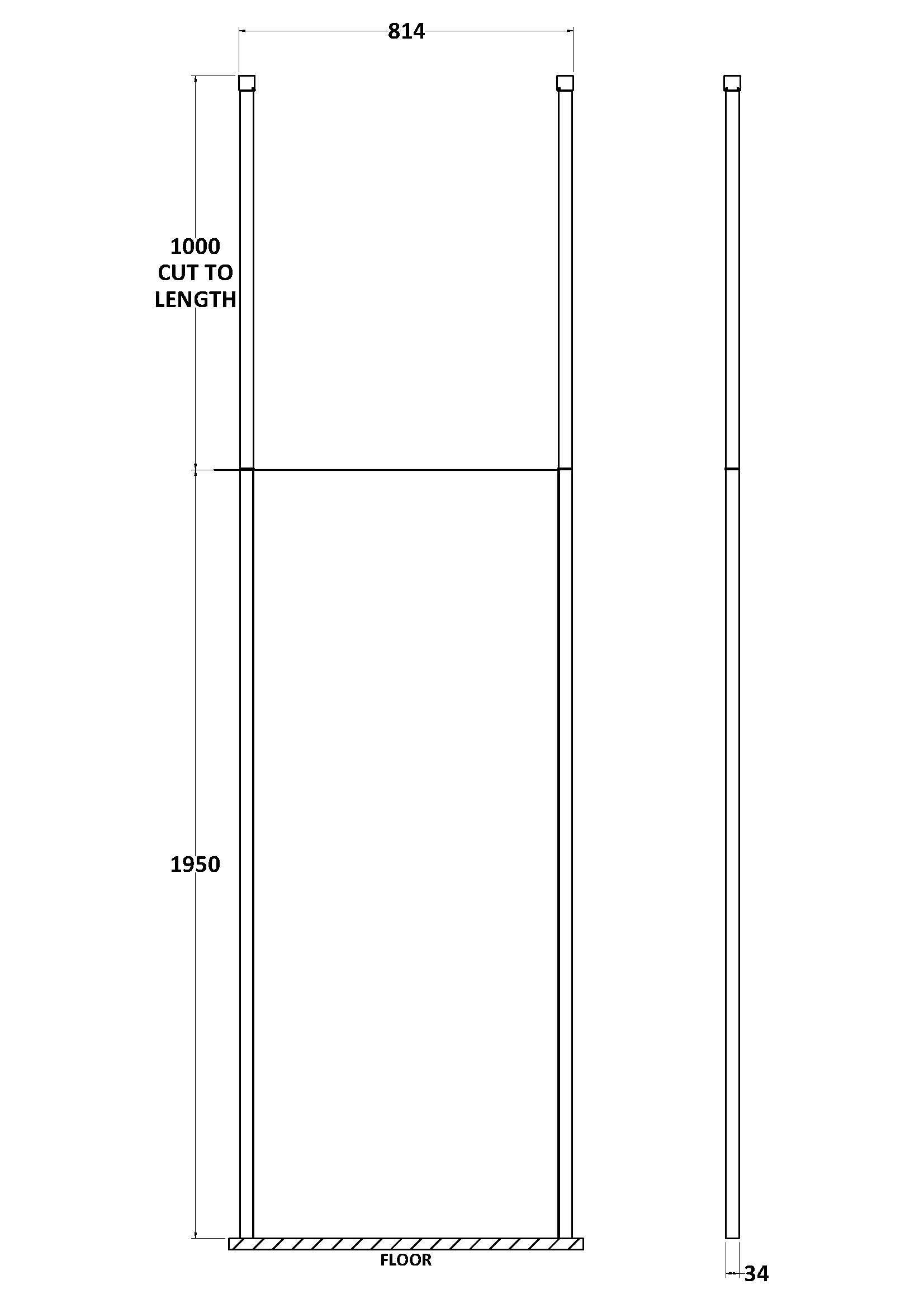 Cascade 8mm Wetroom Screen With Ceiling Posts - Aluminium