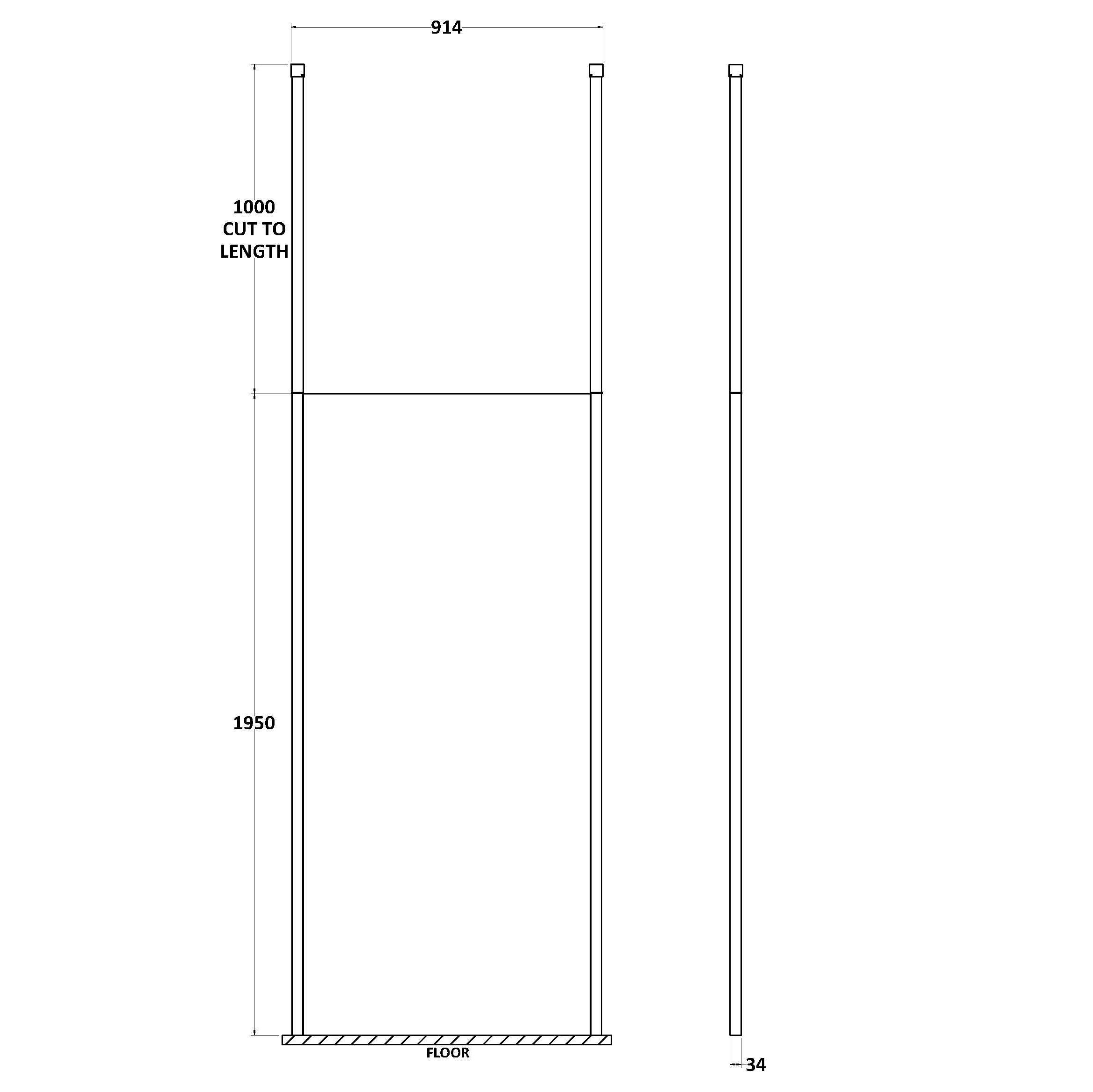 Cascade 8mm Glass Wetroom Panel With Arms And Feet