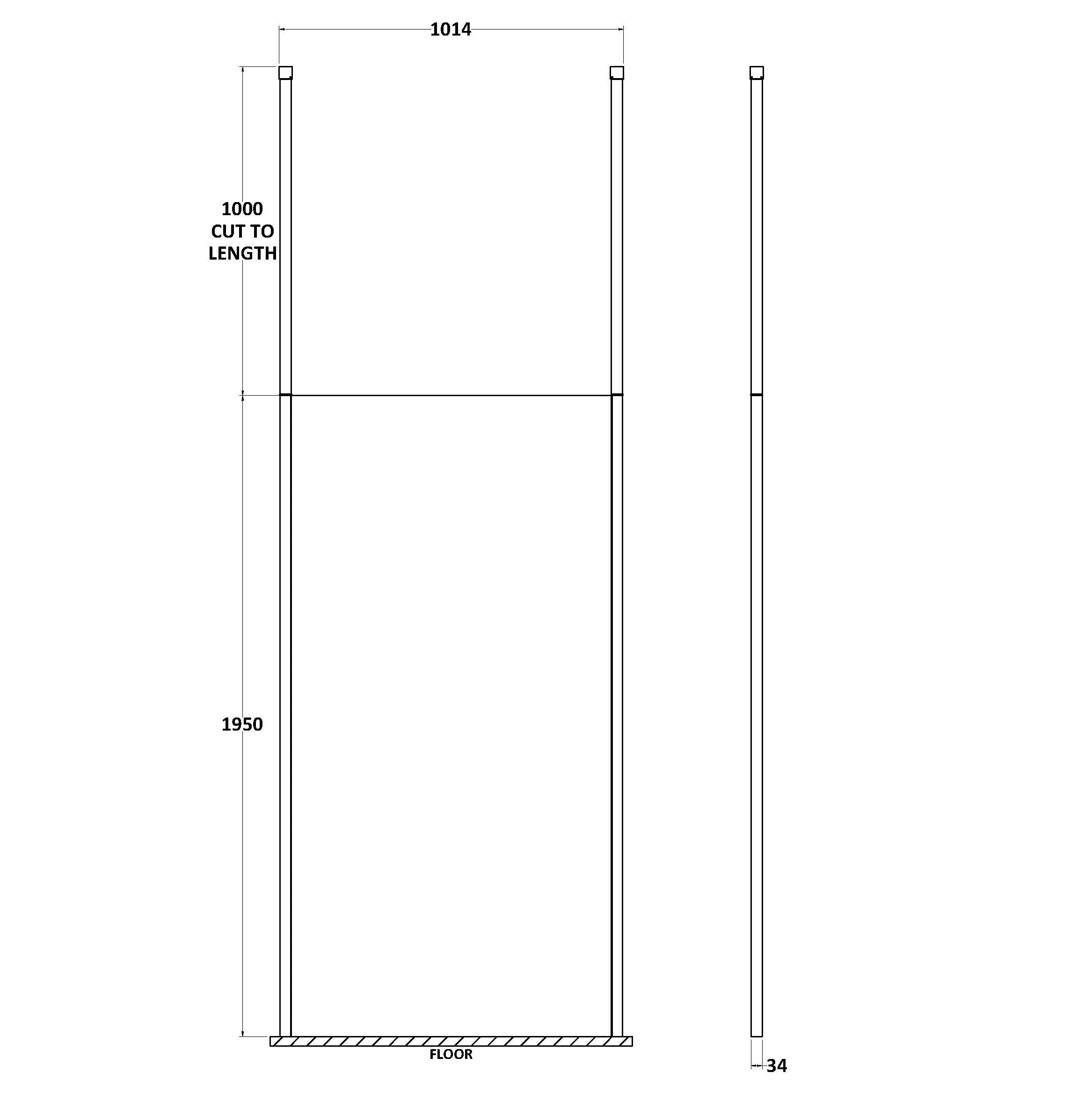 Cascade 8mm Glass Wetroom Panel With Arms And Feet