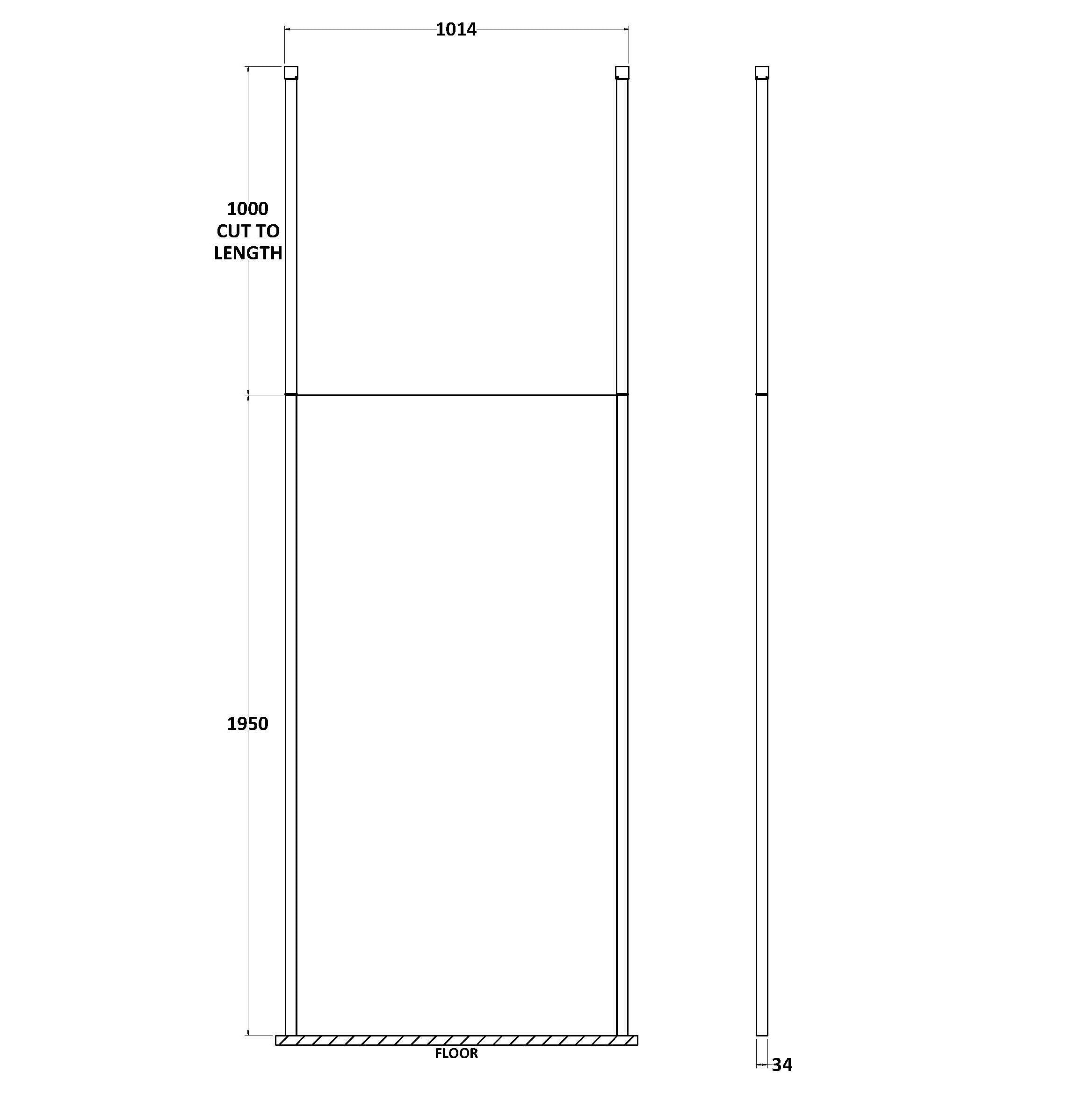Cascade 8mm Glass Wetroom Panel With Ceiling Posts