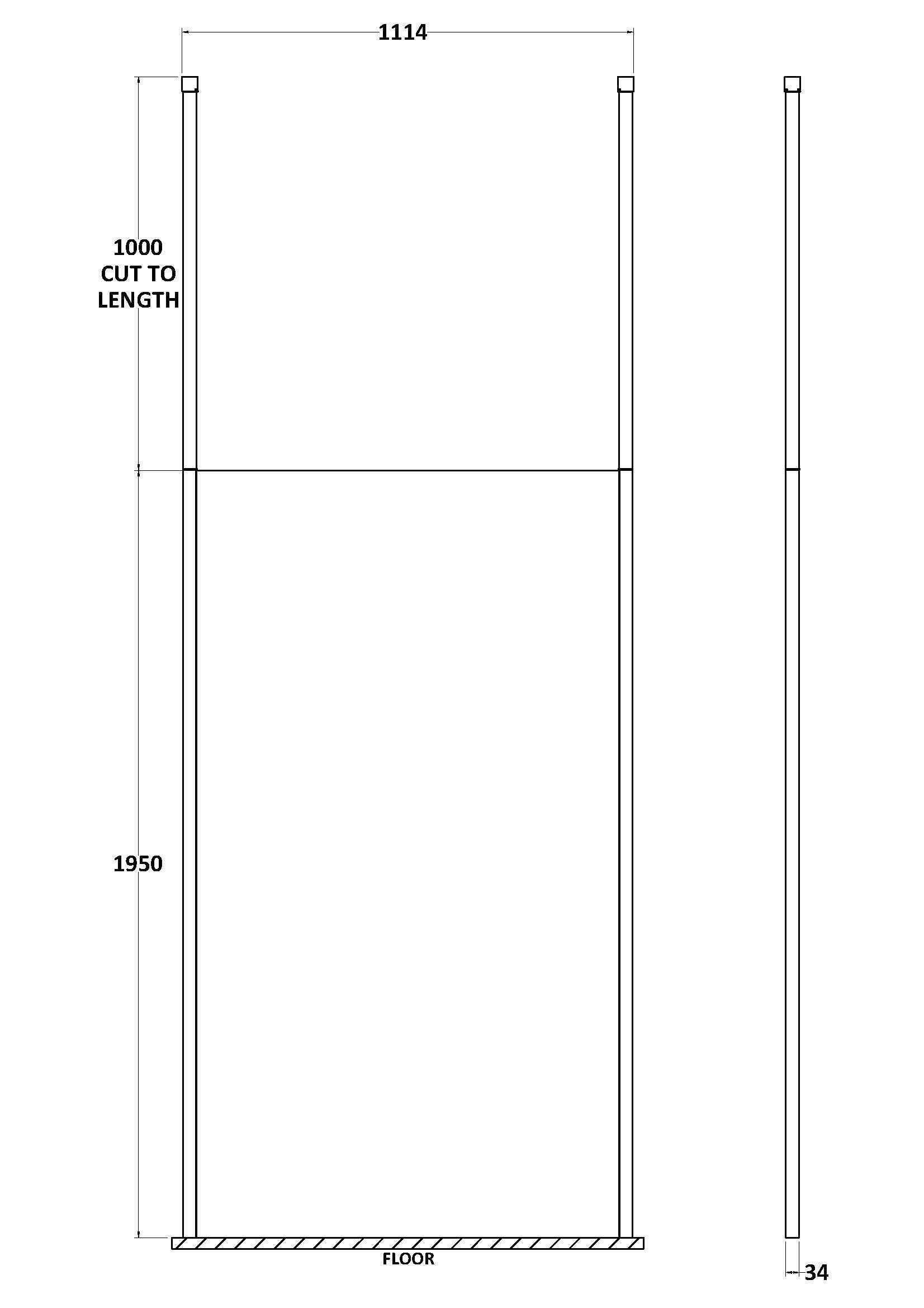 Cascade 8mm Glass Wetroom Panel With Arms And Feet