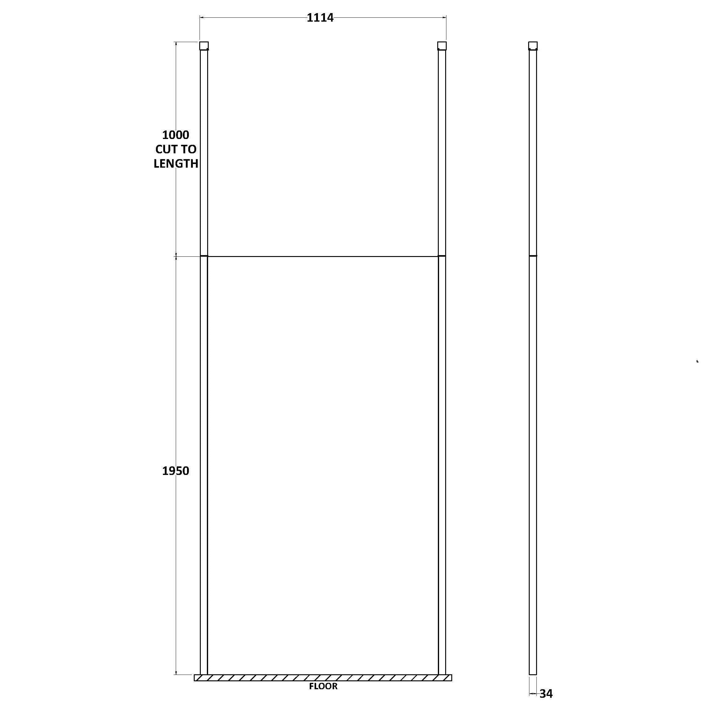 Cascade 8mm Glass Wetroom Panel With Ceiling Posts