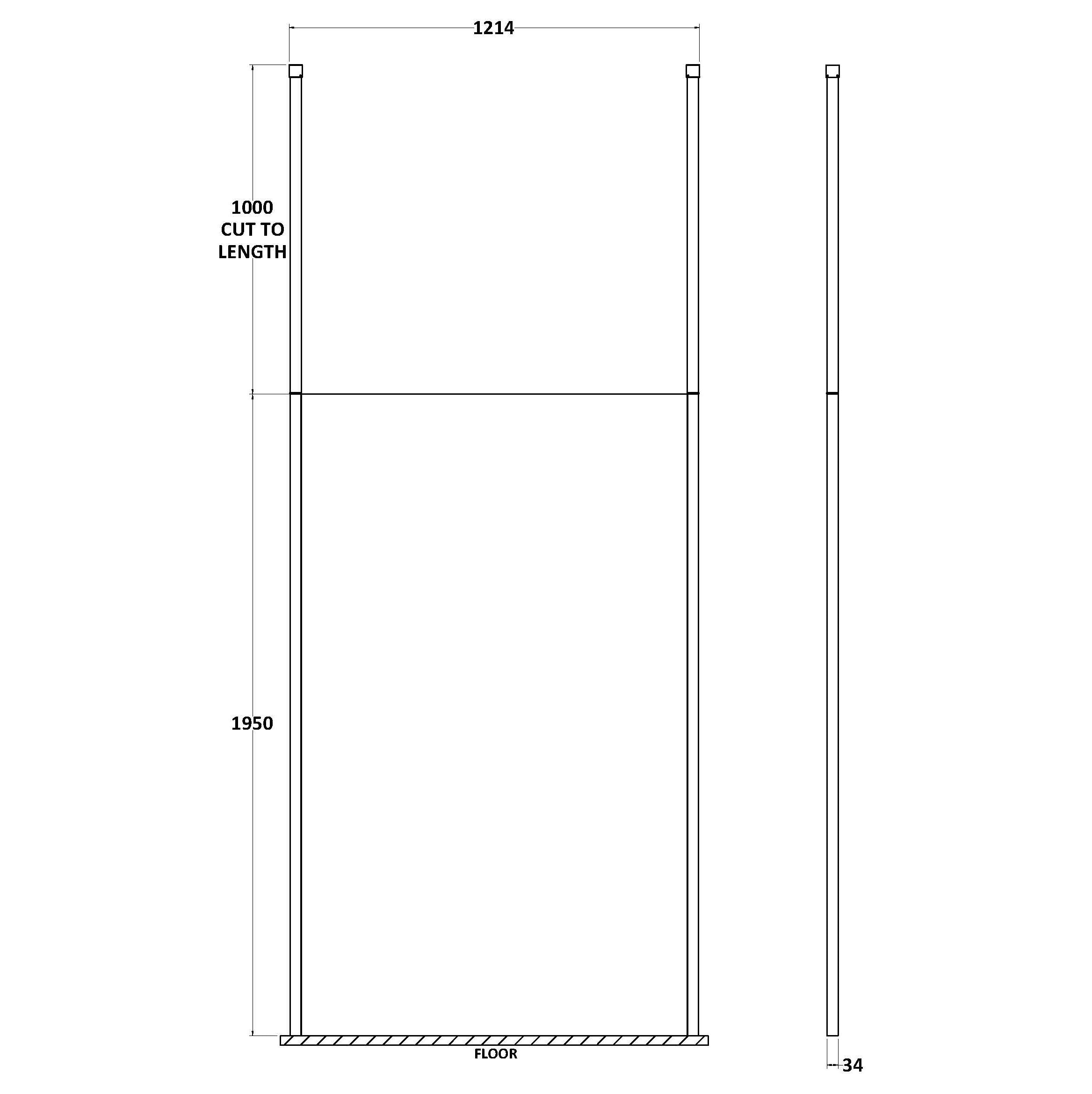 Cascade 8mm Glass Wetroom Panel With Ceiling Posts
