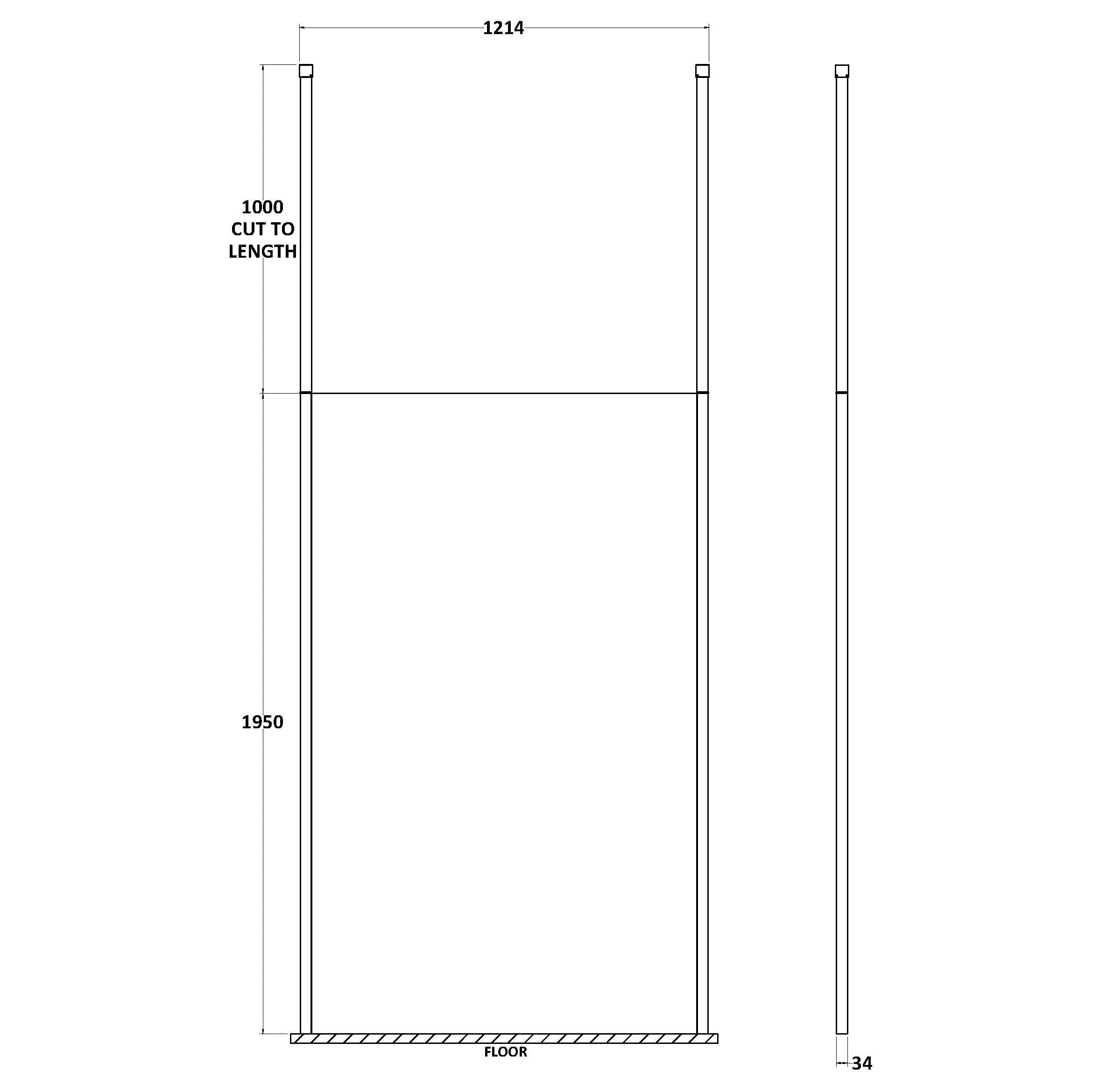 Cascade 8mm Glass Wetroom Panel With Arms And Feet