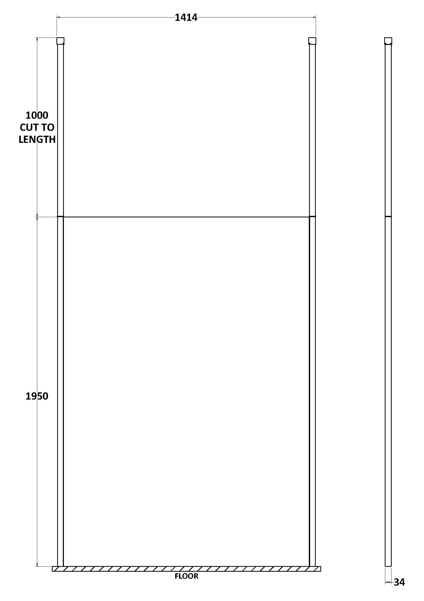 Cascade 8mm Wetroom Screen With Ceiling Posts - Aluminium