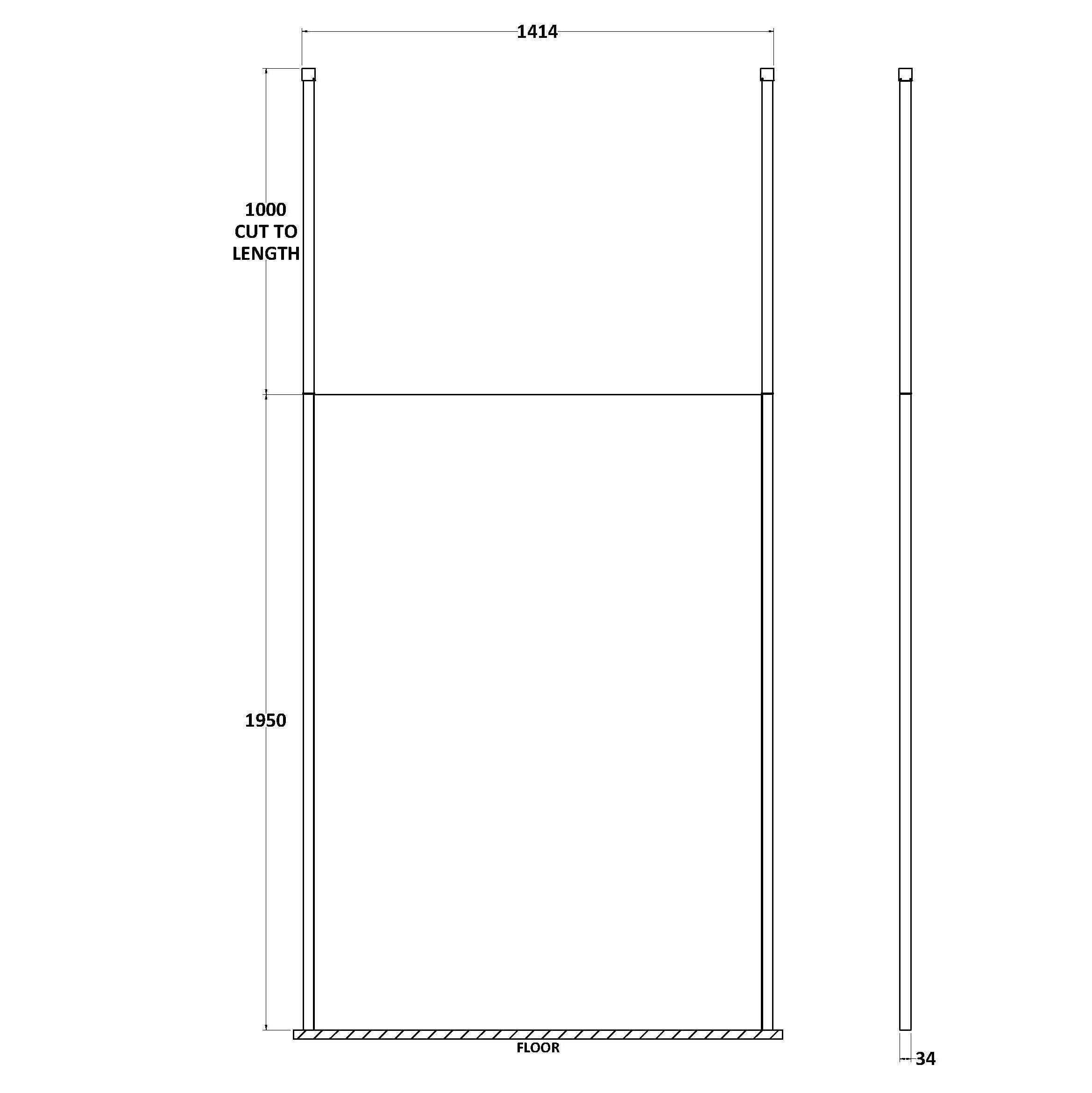 Cascade 8mm Glass Wetroom Panel With Arms And Feet