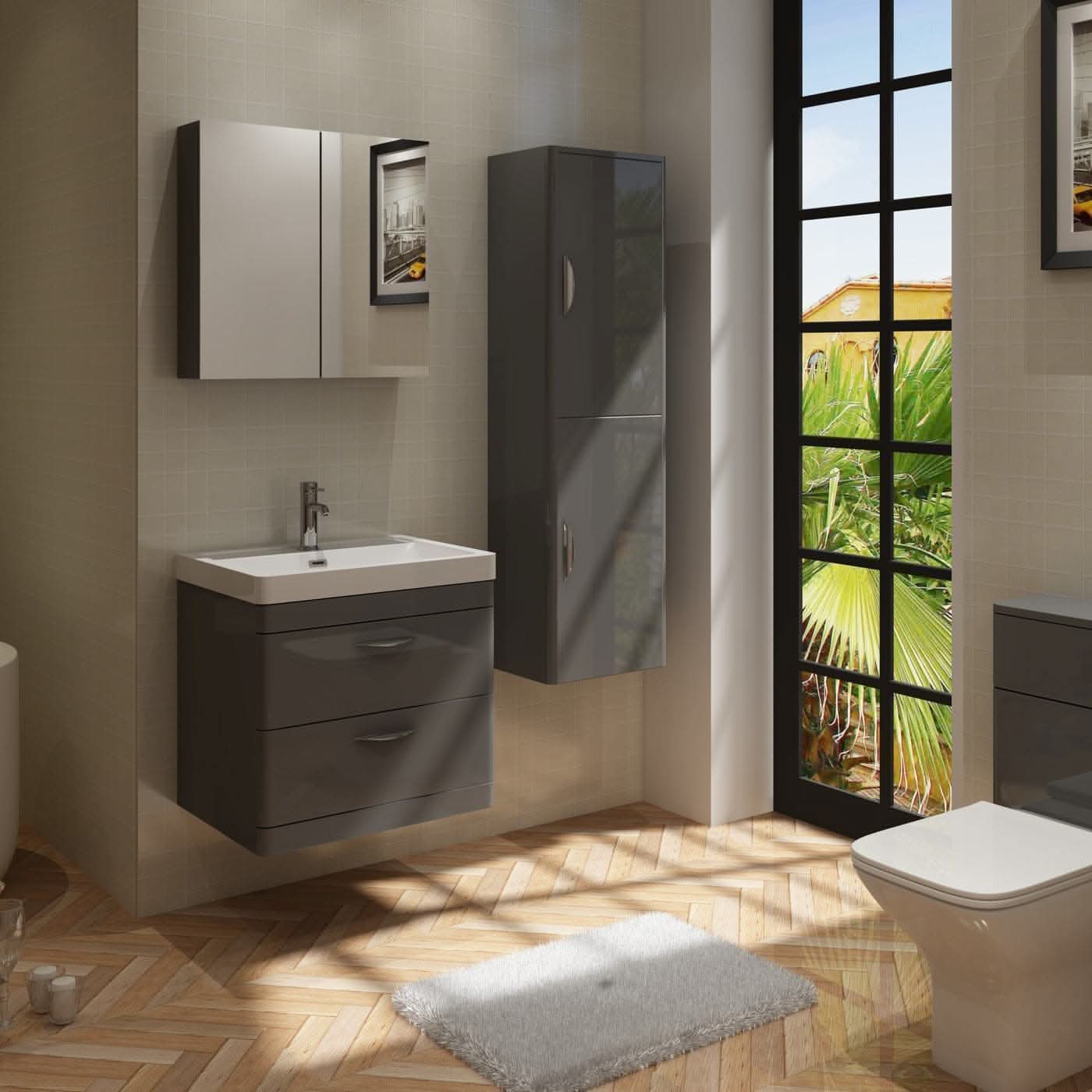 Apollo Wall Hung Tall Storage Unit - 1400mm x 400mm