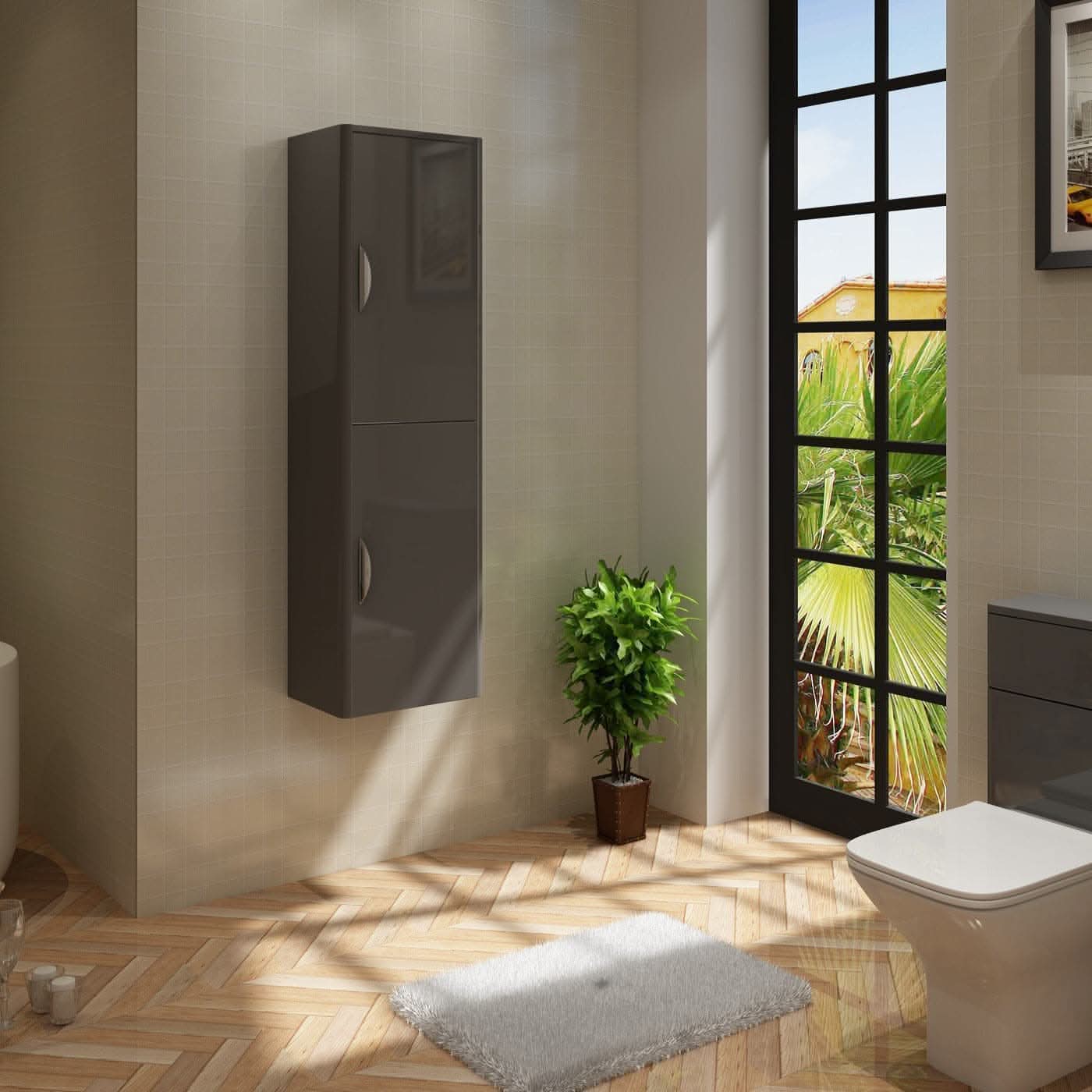 Apollo Wall Hung Tall Storage Unit - 1400mm x 400mm