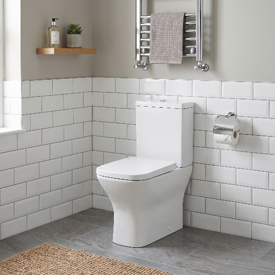 Venice Fully Shrouded Close Coupled Toilet with Cistern & Soft Close Seat - White