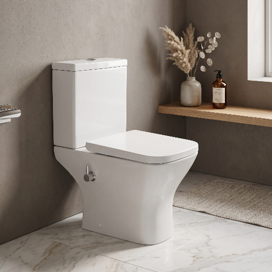 Venice Built-in Bidet Close Coupled Toilet with Cistern & Soft Close Seat - White