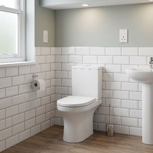 Rosmerry Rimless Close Coupled Toilet With Cistern & Soft close Seat - White