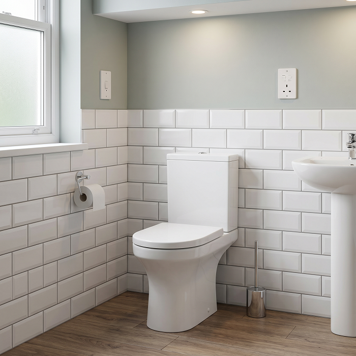 Rosmerry Rimless Close Coupled Toilet With Cistern & Soft close Seat - White