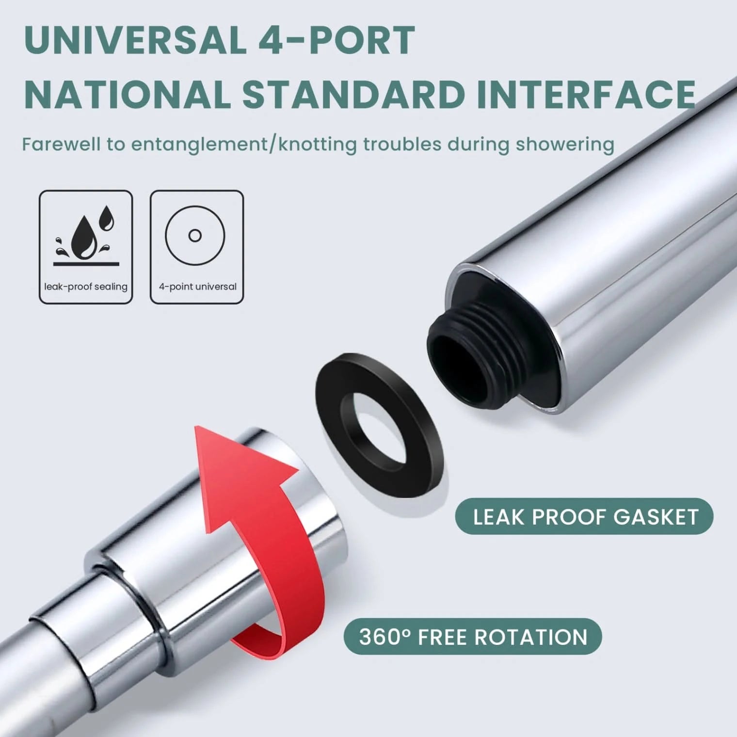 VeeBath Hyva Bath Shower Hose PVC Replacement Pipe - Silver