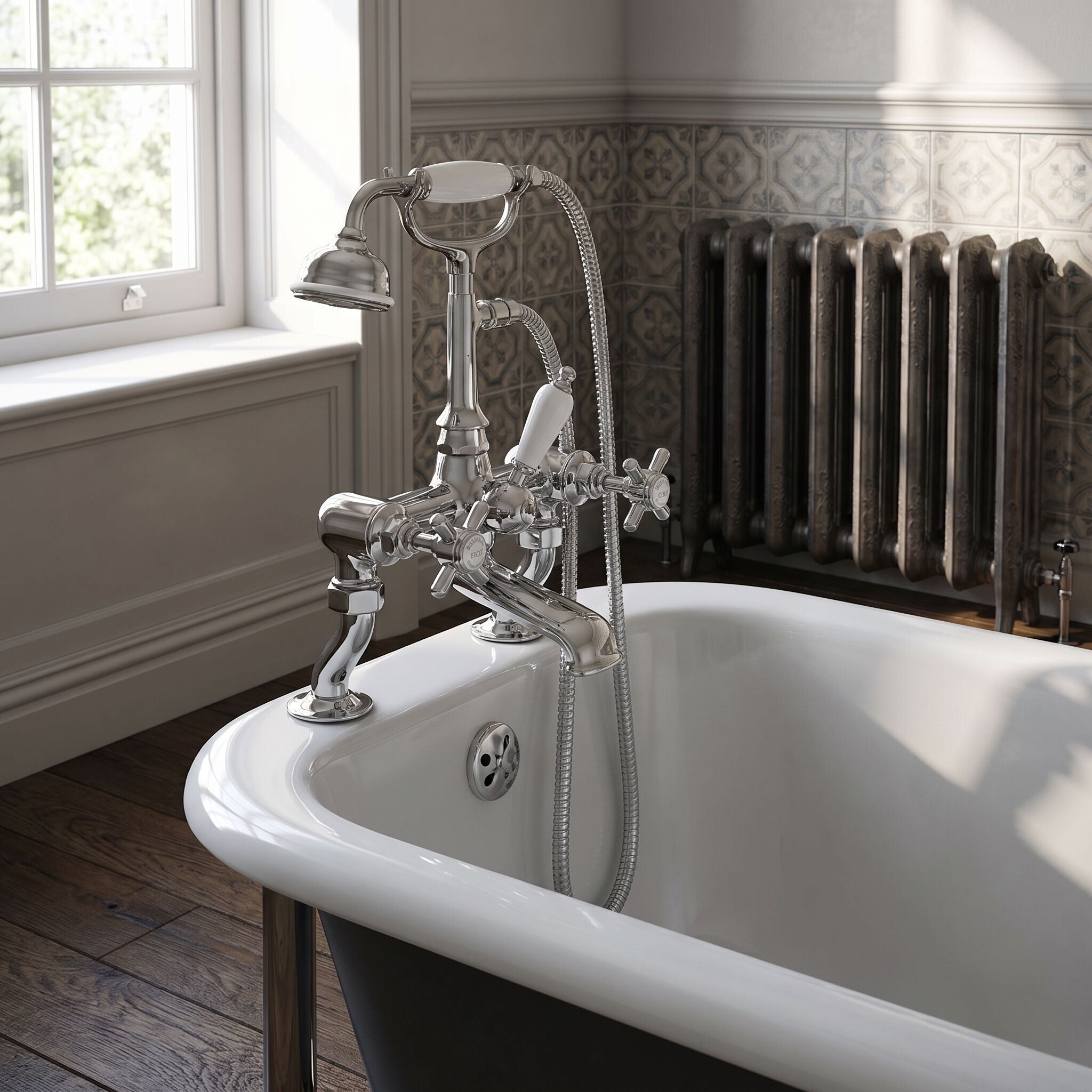 Chatsworth Luxury Cranked Bath Shower Mixer Tap - Chrome