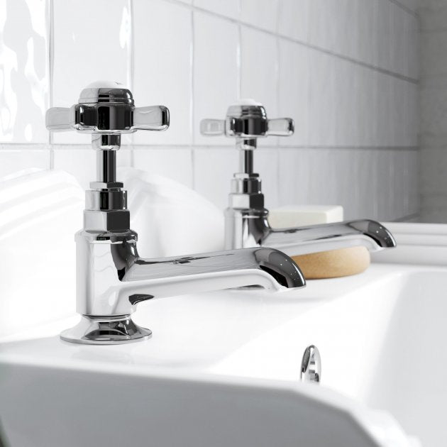 Chatsworth Basin Taps Pair - Chrome