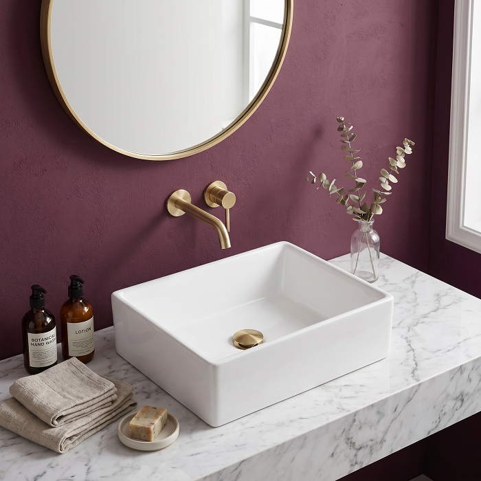 Cleo Rectangular Cloakroom Countertop Basin - 390mm Wide - White