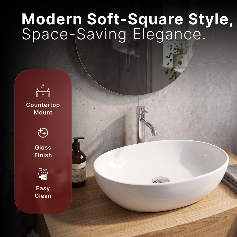 Cleo Oval Cloakroom Countertop Basin - 335mm Wide - White