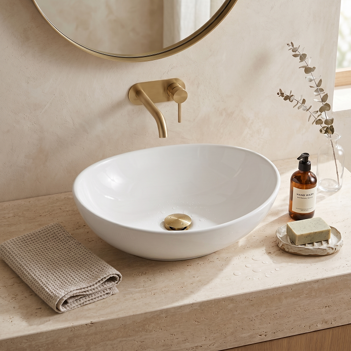 Cleo Oval Cloakroom Countertop Basin - 335mm Wide - White