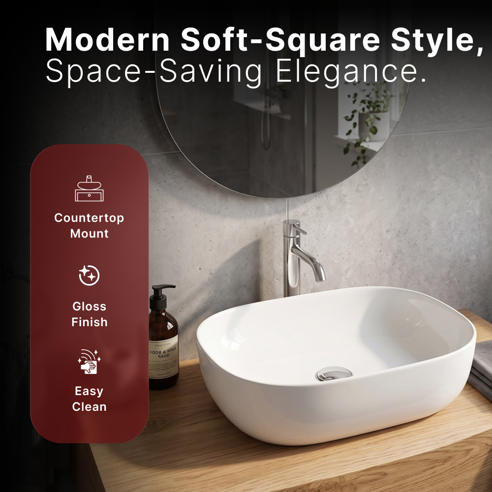 Cleo Curved Cloakroom Countertop Basin - 325mm Wide - White