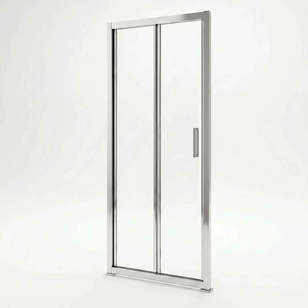 iBathUK Solis 6mm Glass Recessed Bi Fold Shower Door - Chrome