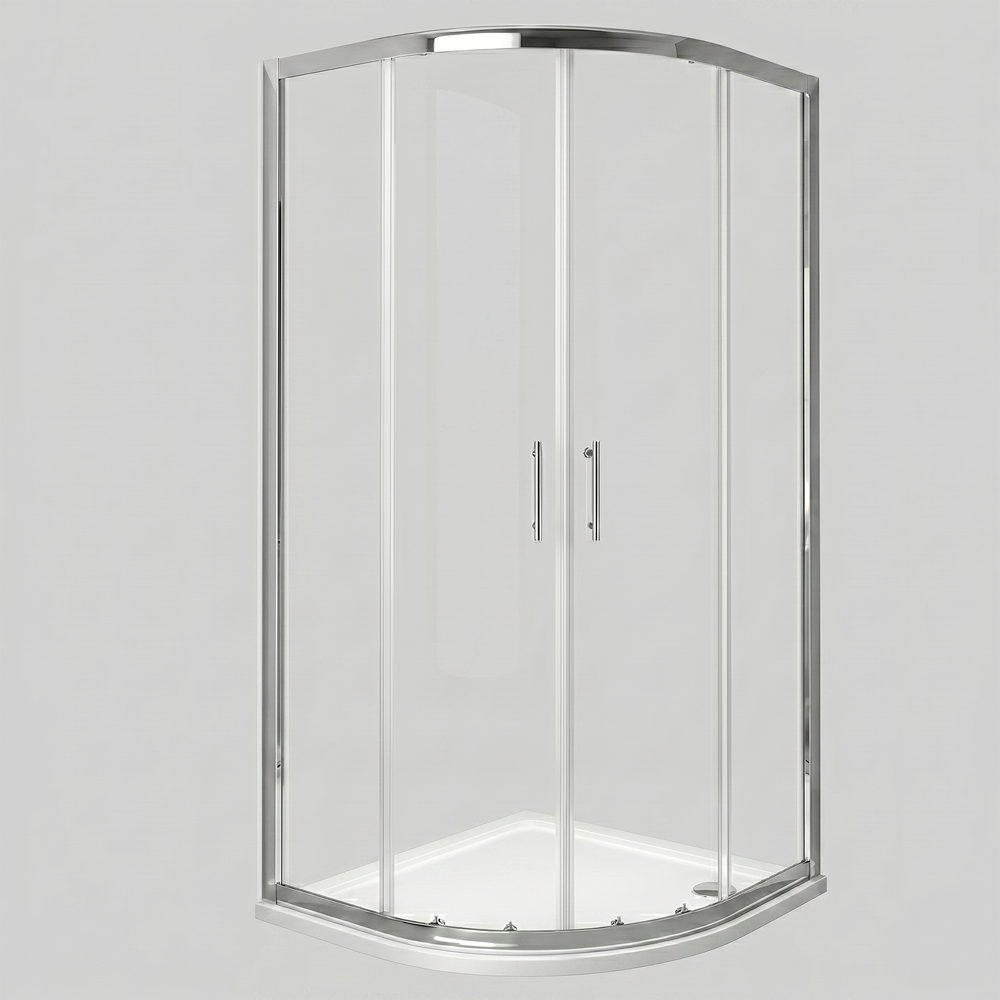 iBathUK Solis 6mm Glass Sliding Door Offset Quadrant Shower Enclosure - Chrome