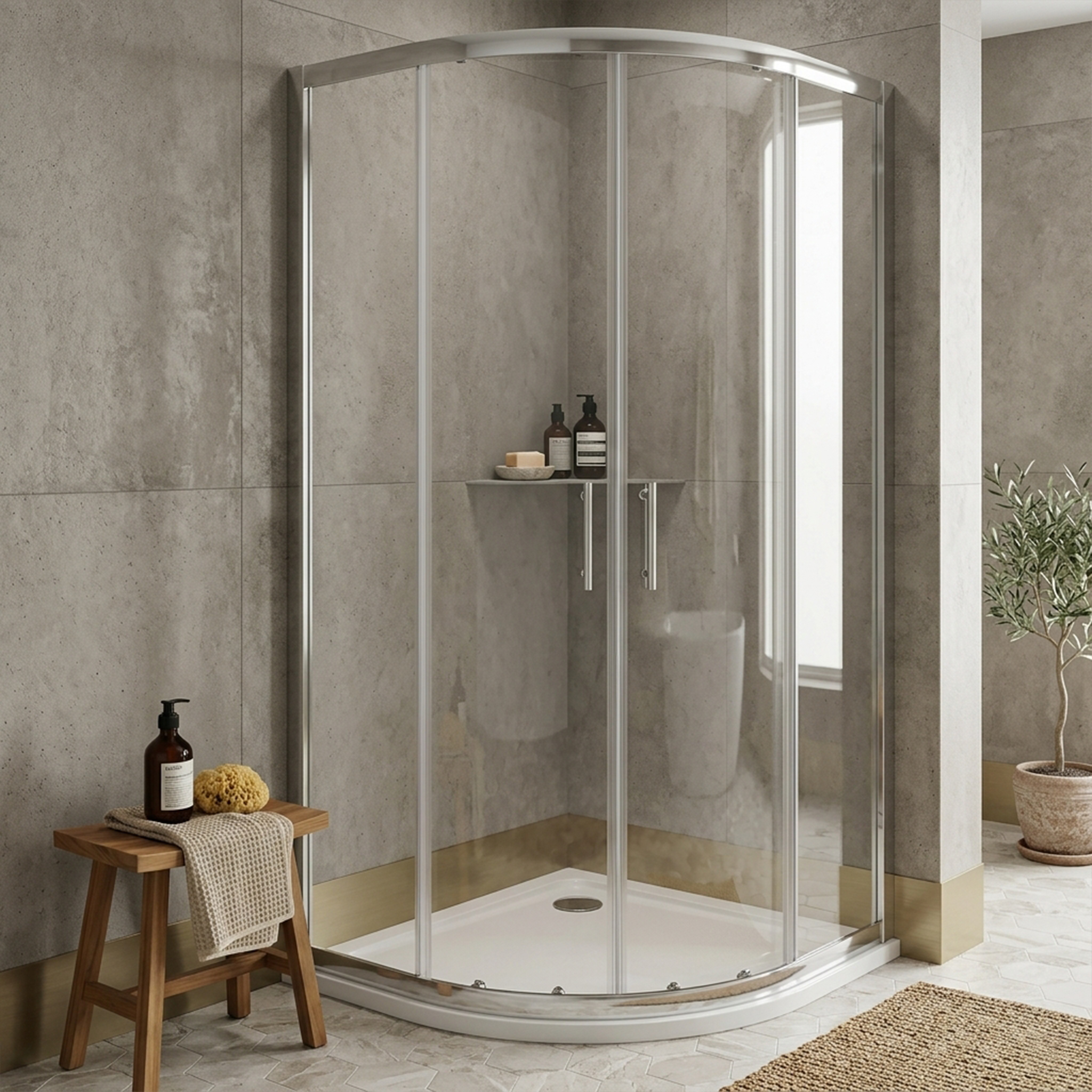 Solis 6mm Glass Sliding Door Quadrant Shower Enclosure - Chrome