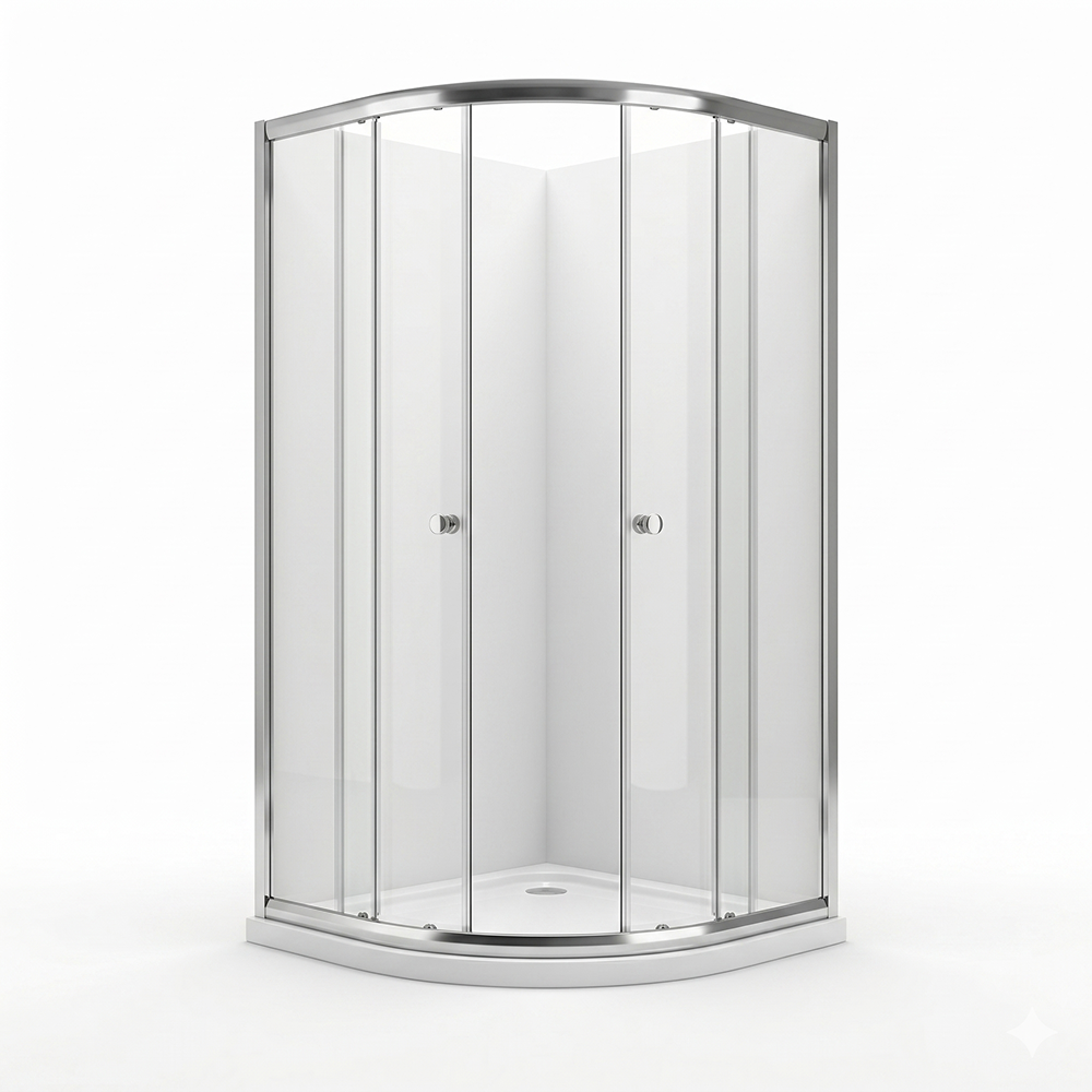 iBathUK Vesper 6mm Glass Sliding Door Quadrant Shower Enclosure - Chrome