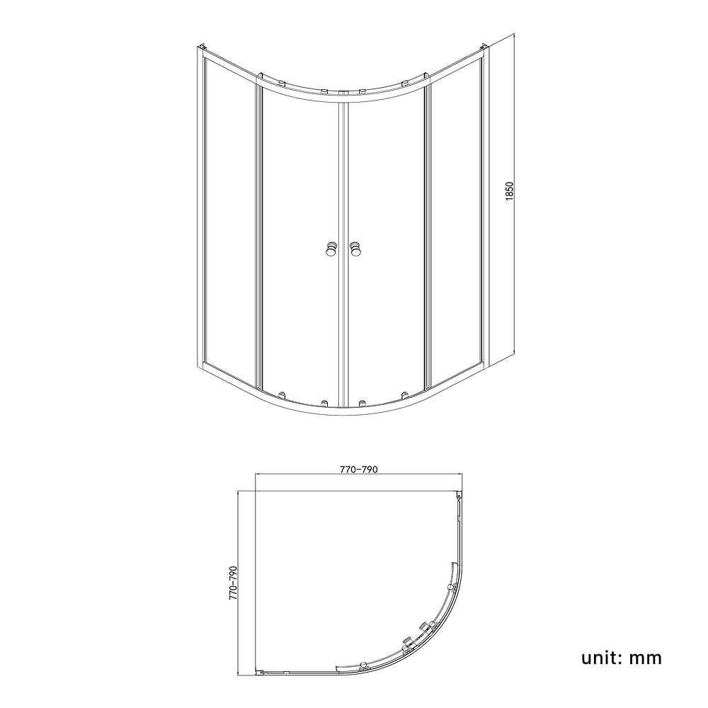 iBathUK Vesper 6mm Glass Sliding Door Quadrant Shower Enclosure - Chrome