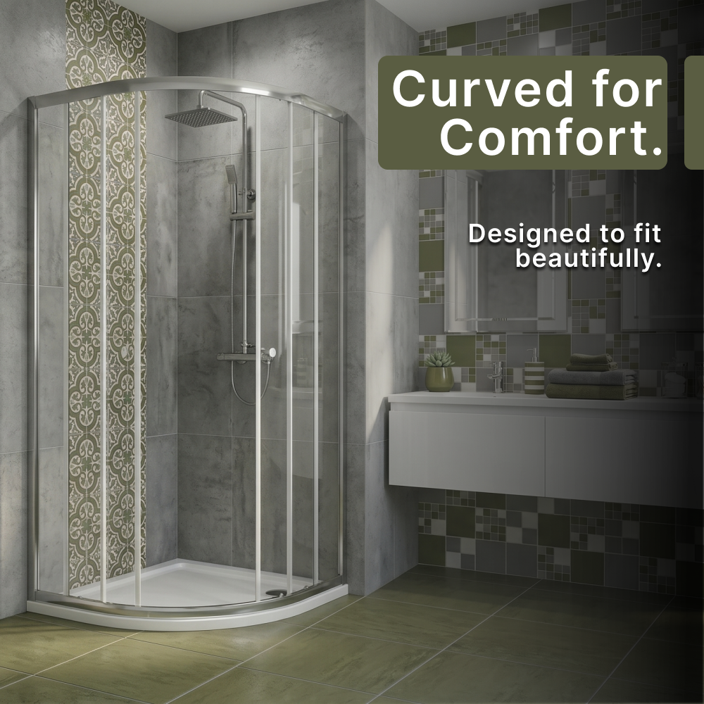 iBathUK Vesper 6mm Glass Sliding Door Quadrant Shower Enclosure - Chrome
