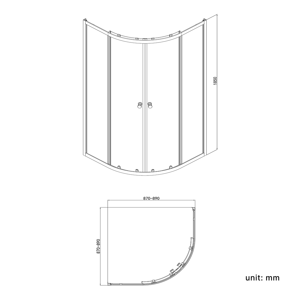 iBathUK Vesper 6mm Glass Sliding Door Quadrant Shower Enclosure - Chrome