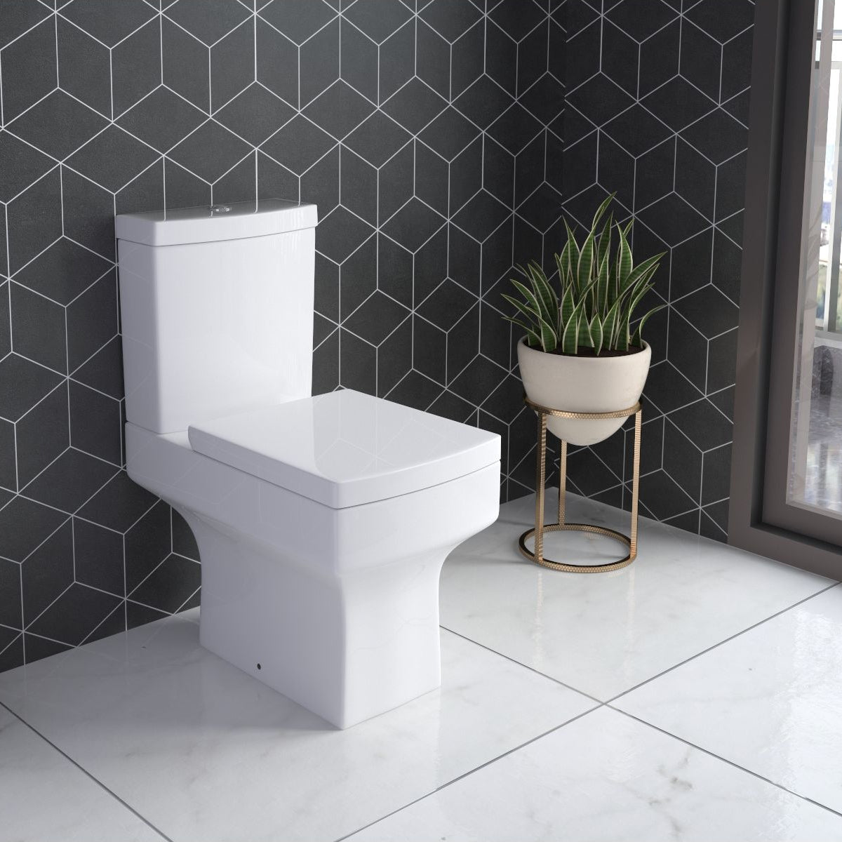 Messina Close Coupled Toilet with Soft Close Seat & Cistern - White
