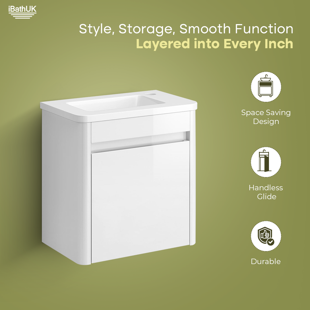 iBathUK Denver 400mm Wall Hung Cloakroom Vanity Unit with Basin