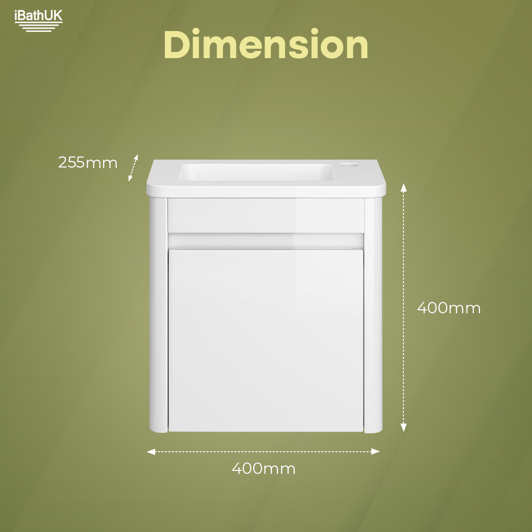 iBathUK Denver 400mm Wall Hung Cloakroom Vanity Unit with Basin