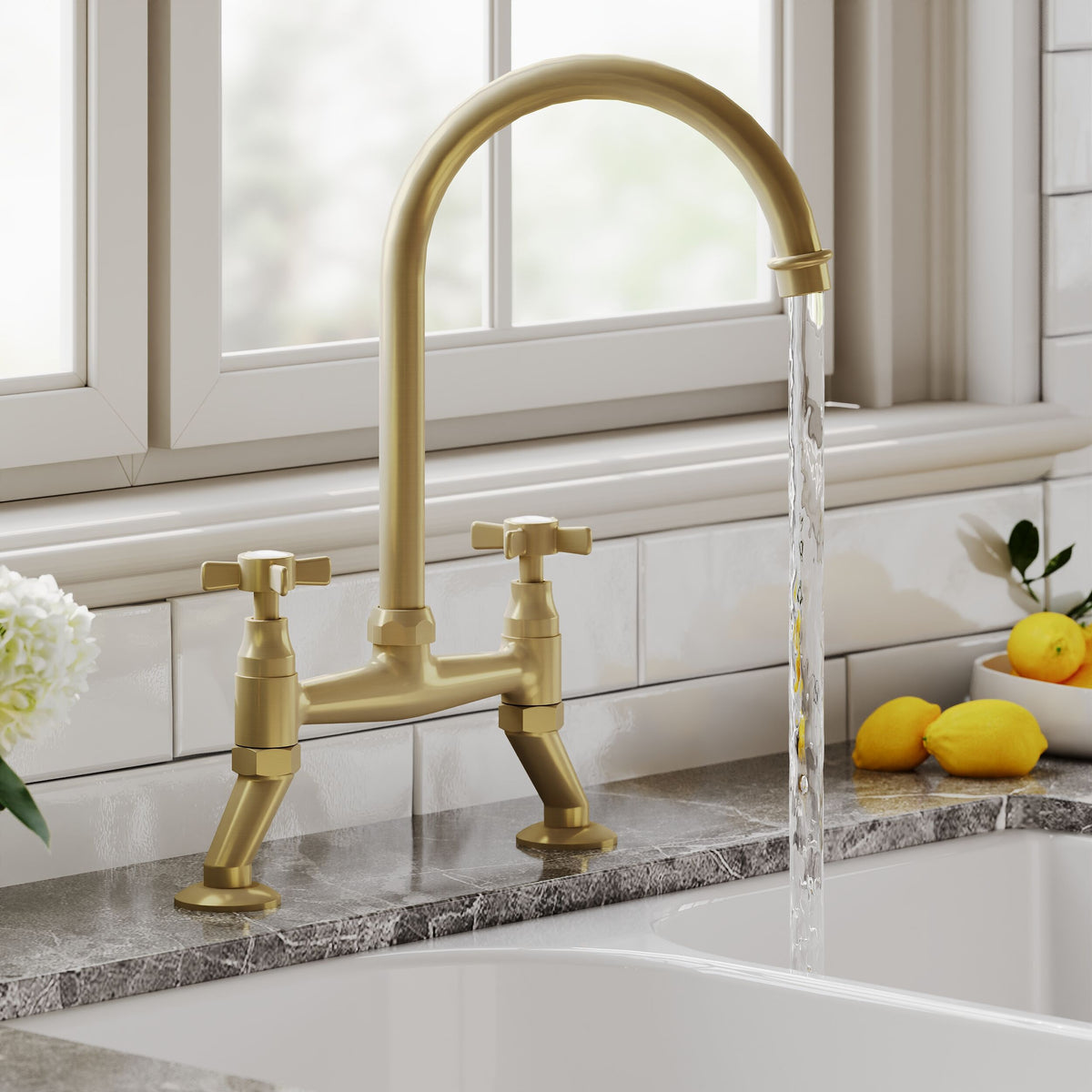 Helsinki Crosshead Handle Kitchen Sink Mixer Tap