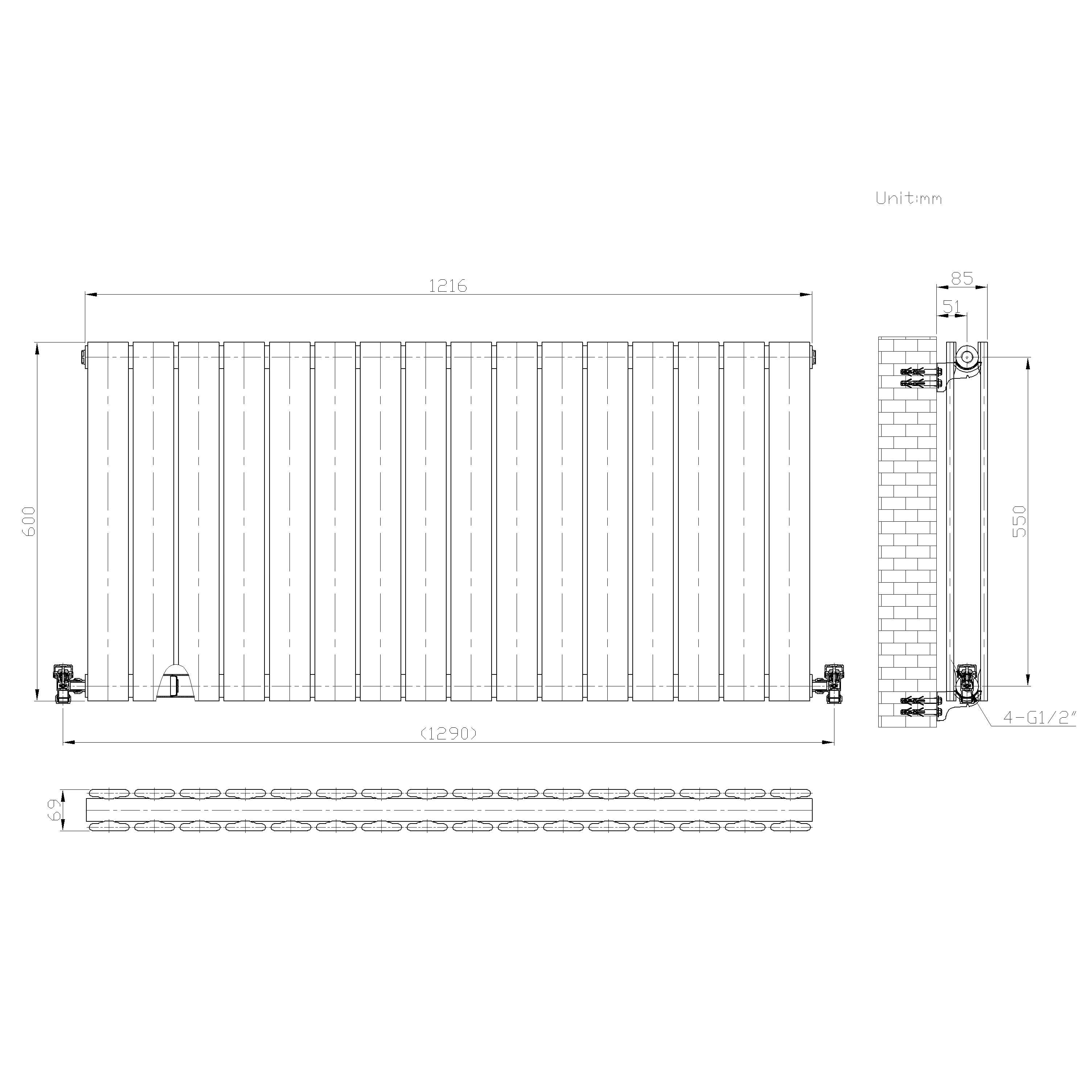 iBathUK Apex Horizontal Double Panel Slim Flat Radiator, Designer Radiator, UK Radiators, Slim Radiators